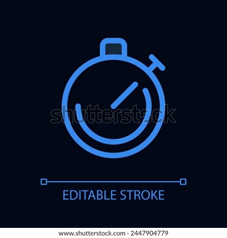 Stop watch pixel perfect glassmorphism ui icon for dark theme. Countdown tool. Color filled line element with transparency. Isolated vector pictogram for night mode. Editable stroke. Arial font used