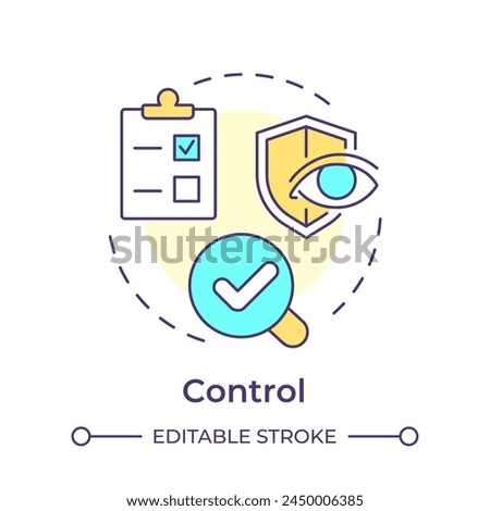 DMAIC control phase multi color concept icon. Quality monitoring, process management. Task accomplishment. Round shape line illustration. Abstract idea. Graphic design. Easy to use in infographic