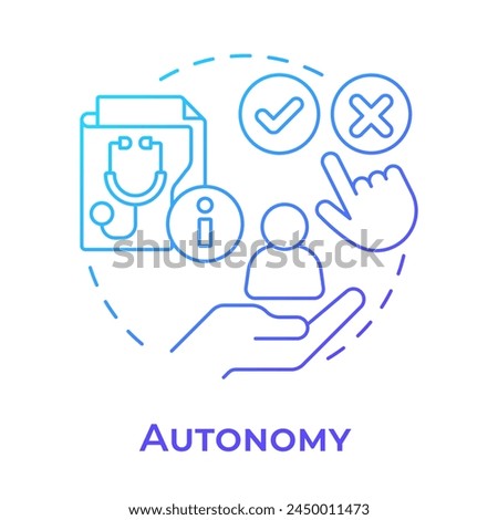 Autonomy blue gradient concept icon. Principle of bioethics. Patient right to choose. Informed decision making. Round shape line illustration. Abstract idea. Graphic design. Easy to use in article