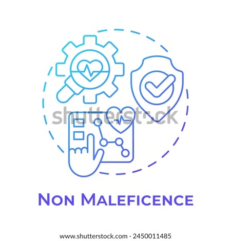 Non maleficence blue gradient concept icon. Principle of bioethics. Patient care. Do no harm. Round shape line illustration. Abstract idea. Graphic design. Easy to use in presentation