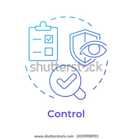DMAIC control phase blue gradient concept icon. Quality monitoring, process management. Task accomplishment. Round shape line illustration. Abstract idea. Graphic design. Easy to use in infographic