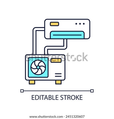 Split type of AC RGB color icon. Air conditioning. HVAC for home. Air circulation equipment. Indoor air quality. Isolated vector illustration. Simple filled line drawing. Editable stroke