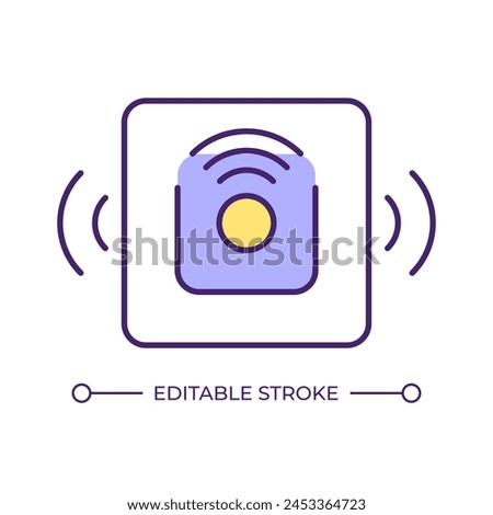 Motion sensor RGB color icon. Manufacturing execution systems. Quality control, product tracking. Smart equipment. Isolated vector illustration. Simple filled line drawing. Editable stroke