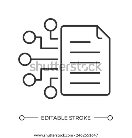 Digital file linear icon. Electronic document. File encryption. Paperless office. Digital data. Information sharing. Thin line illustration. Contour symbol. Vector outline drawing. Editable stroke