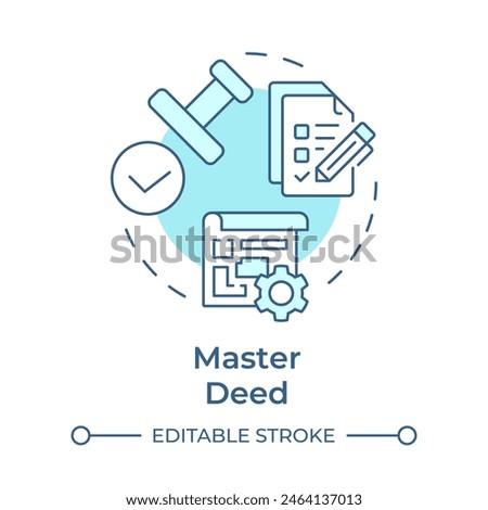 Master deed soft blue concept icon. Foundational document, ownership rights. Regulatory compliance. Round shape line illustration. Abstract idea. Graphic design. Easy to use in infographic