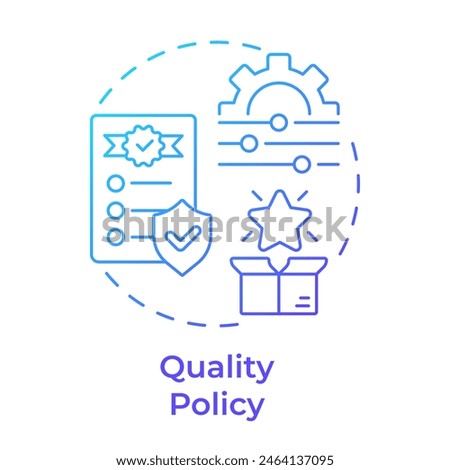 Quality policy blue gradient concept icon. Risk management, standardization. Customer experience. Round shape line illustration. Abstract idea. Graphic design. Easy to use in infographic, presentation