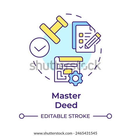 Master deed multi color concept icon. Foundational document, ownership rights. Round shape line illustration. Abstract idea. Graphic design. Easy to use in infographic, presentation