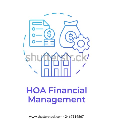 HOA financial management blue gradient concept icon. Administrative support, service. Round shape line illustration. Abstract idea. Graphic design. Easy to use in infographic, presentation