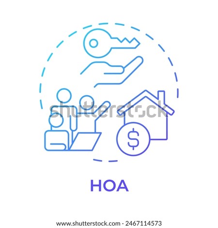 HOA blue gradient concept icon. Management services, neighborhood administration. Round shape line illustration. Abstract idea. Graphic design. Easy to use in infographic, presentation