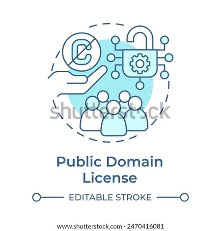 Public domain license soft blue concept icon. Open source software. Community organization. Round shape line illustration. Abstract idea. Graphic design. Easy to use in infographic, presentation