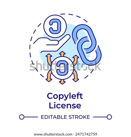 Copyleft license multi color concept icon. Copyright protection, intellectual property. Round shape line illustration. Abstract idea. Graphic design. Easy to use in infographic, presentation