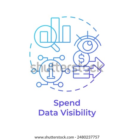 Spend data visibility blue gradient concept icon. Financial efficiency, operational costs. Round shape line illustration. Abstract idea. Graphic design. Easy to use in infographic, presentation