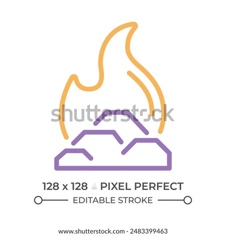 Fossil fuel two color line icon. Hydrocarbon material used to heat. Power engines fuel. Energy generation bicolor outline symbol. Duotone linear pictogram. Isolated illustration. Editable stroke