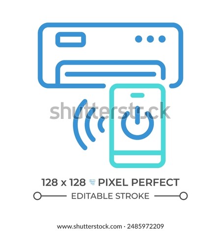 Ac remote control two color line icon. Air conditioner. Temperature control. Wireless technology bicolor outline symbol. Duotone linear pictogram. Isolated illustration. Editable stroke