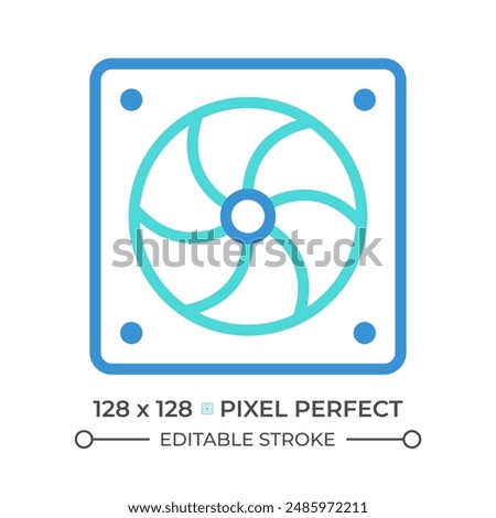 Exhaust fan two color line icon. Indoor air quality. House dust. Unpleasant smell. Ventilation system bicolor outline symbol. Duotone linear pictogram. Isolated illustration. Editable stroke