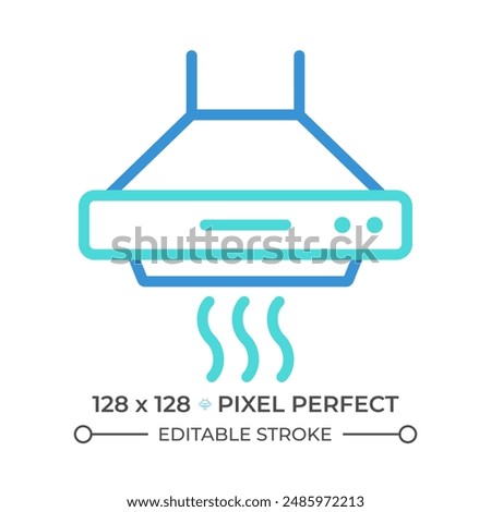 Kitchen hood two color line icon. Ventilation system. Electrical device. Range hood. Exhaust fan bicolor outline symbol. Duotone linear pictogram. Isolated illustration. Editable stroke