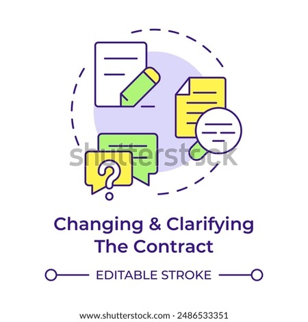 Changing and clarifying the contract multi color concept icon. Employment terms, agreement negotiation. Round shape line illustration. Abstract idea. Graphic design. Easy to use in infographic