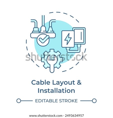 Cable layout and installation soft blue concept icon. Telecommunication system. Network wiring. Round shape line illustration. Abstract idea. Graphic design. Easy to use in brochure