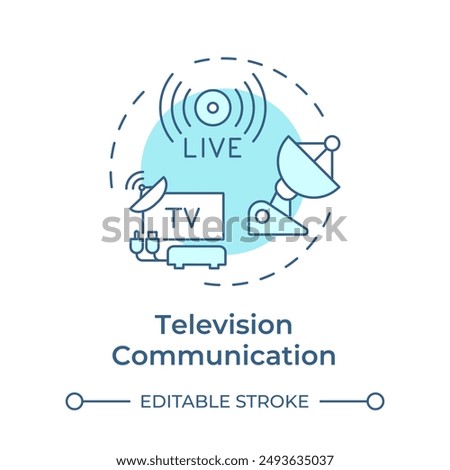 Television communication soft blue concept icon. Form of telecommunication. Live broadcasting. Mass media. Round shape line illustration. Abstract idea. Graphic design. Easy to use in presentation