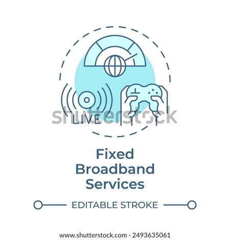 Fixed broadband services soft blue concept icon. High-speed internet connection. Telecommunications. Round shape line illustration. Abstract idea. Graphic design. Easy to use in brochure