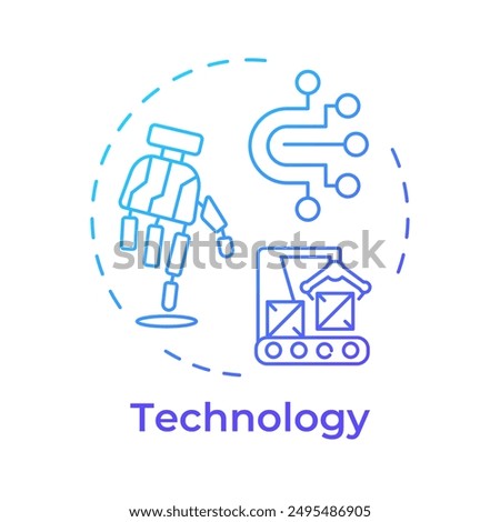 Technology blue gradient concept icon. PPT framework. Business solutions. Manufacturing and production line. Round shape line illustration. Abstract idea. Graphic design. Easy to use in article