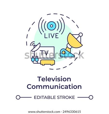 Television communication multi color concept icon. Form of telecommunication. Live broadcasting. Mass media. Round shape line illustration. Abstract idea. Graphic design. Easy to use in presentation