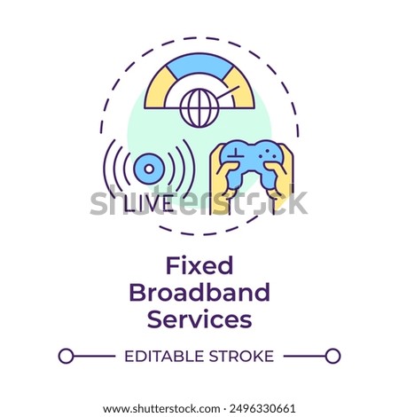 Fixed broadband services multi color concept icon. High-speed internet connection. Telecommunications. Round shape line illustration. Abstract idea. Graphic design. Easy to use in brochure