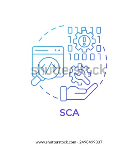 SCA blue gradient concept icon. Development process, source code. Cyber security. Round shape line illustration. Abstract idea. Graphic design. Easy to use in infographic, presentation