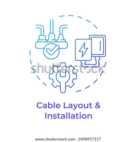 Cable layout and installation blue gradient concept icon. Telecommunication system. Network wiring. Round shape line illustration. Abstract idea. Graphic design. Easy to use in brochure