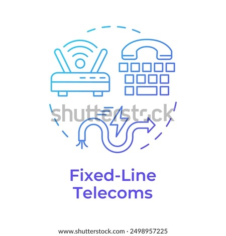 Fixed-line telecoms blue gradient concept icon. Wired connection. Landline communication. Telecommunication. Round shape line illustration. Abstract idea. Graphic design. Easy to use in brochure