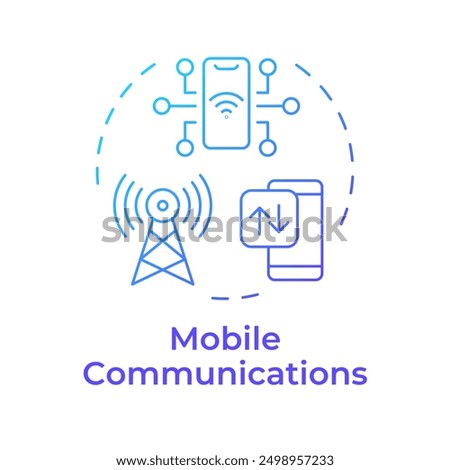 Mobile communications blue gradient concept icon. Telecommunication. Cellular network. Wireless connection. Round shape line illustration. Abstract idea. Graphic design. Easy to use in brochure