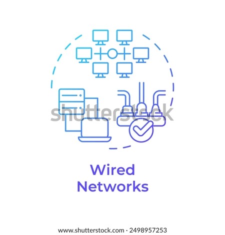 Wired networks blue gradient concept icon. Form of telecommunication. Data transmission. Cable connection. Round shape line illustration. Abstract idea. Graphic design. Easy to use in presentation