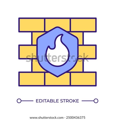 Network firewall RGB color icon. Web security infrastructure, cybersecurity. Data protection, traffic filtering. Isolated vector illustration. Simple filled line drawing. Editable stroke