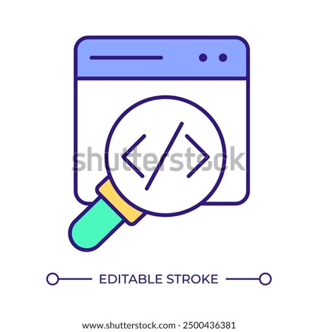 SCA RGB color icon. Static code analysis. Application security, software inspection. Source code, development. Isolated vector illustration. Simple filled line drawing. Editable stroke