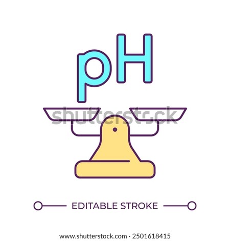 PH level RGB color icon. Acidity and basicity. Chemical analysis. PH scale. PH balance water. Chemistry concept. Isolated vector illustration. Simple filled line drawing. Editable stroke