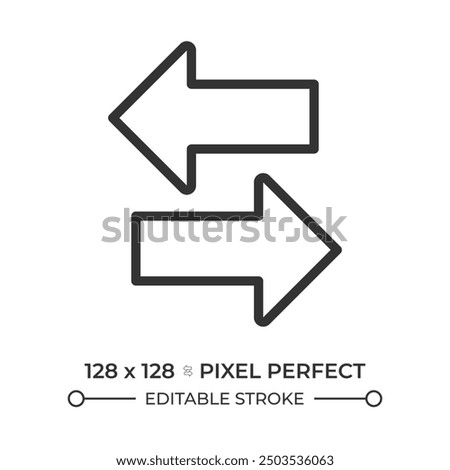 Switch arrow linear icon. Symbol of interaction, exchange. Double arrow. Opposite direction. Swap sign. Thin line illustration. Contour symbol. Vector outline drawing. Editable stroke