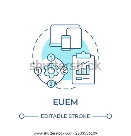 EUEM soft blue concept icon. Cross platform, multi device. App compatibility. Round shape line illustration. Abstract idea. Graphic design. Easy to use in infographic, presentation