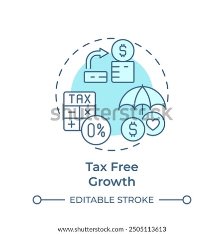 Tax free growth soft blue concept icon. Health savings account benefit. Financial security. Tax relief. Round shape line illustration. Abstract idea. Graphic design. Easy to use in brochure