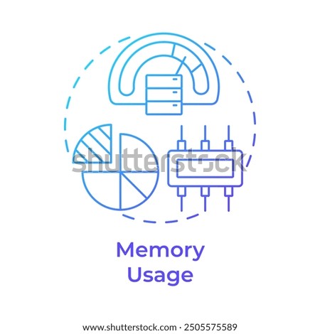 Memory usage blue gradient concept icon. Performance monitoring, processing power. Round shape line illustration. Abstract idea. Graphic design. Easy to use in infographic, presentation