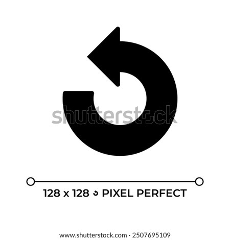 Counter clockwise arrow black glyph icon. Representing reversal, undo actions or backward processes. Restore system. Silhouette symbol on white space. Solid pictogram. Vector isolated illustration