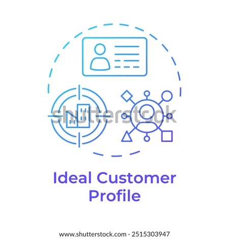 Ideal customer profile blue gradient concept icon. Marketing strategy, targeting consumers. Round shape line illustration. Abstract idea. Graphic design. Easy to use in infographic, presentation