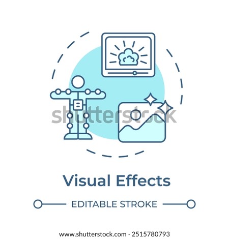 Visual effects multi color concept icon. Video editing, cgi. Cinematography, technology. Round shape line illustration. Abstract idea. Graphic design. Easy to use in infographic, presentation