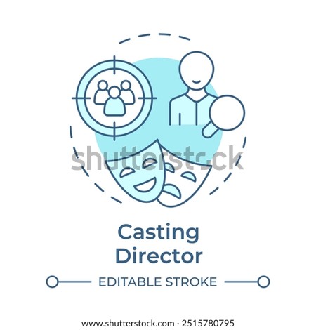 Casting director multi color concept icon. Cinematography, filmmaking. Acting artists. Round shape line illustration. Abstract idea. Graphic design. Easy to use in infographic, presentation