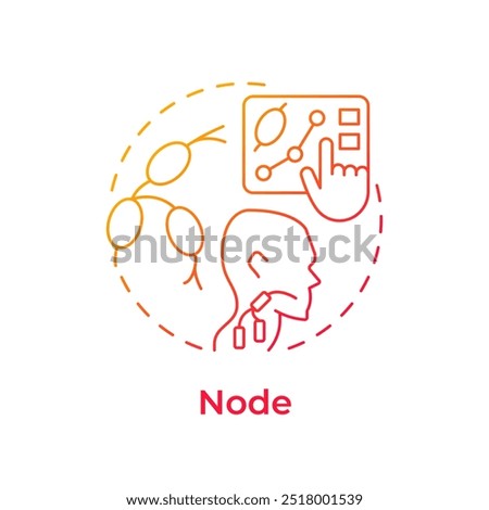 Node red gradient concept icon. TNM system. Swollen lymph nodes. Immune system organ. Cancer screening. Round shape line illustration. Abstract idea. Graphic design. Easy to use in article