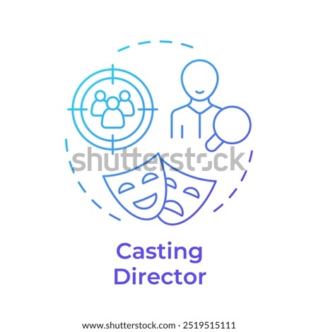 Casting director multi color concept icon. Cinematography, filmmaking. Acting artists. Round shape line illustration. Abstract idea. Graphic design. Easy to use in infographic, presentation