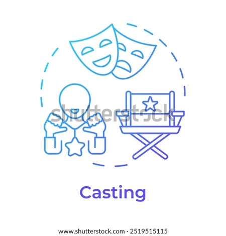 Casting multi color concept icon. Movie cast. Film directing, acting. Cinematography, audition. Round shape line illustration. Abstract idea. Graphic design. Easy to use in infographic, presentation