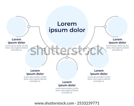 Business process circular diagram infographic. Perfect for visualizing workflows, data mapping. Data visualization with 5 options. Hierarchy chart round