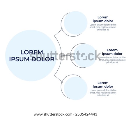 Flowchart circular diagram infographic. Hierarchy structure. Circular connections. Data visualization with 3 options. Hierarchy chart round