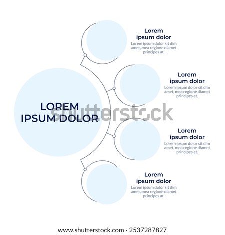 Mapping circular diagram infographic. Framework. Network structure. System overview. Data visualization with 4 options. Hierarchy chart round