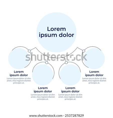 Marketing related circular diagram infographic. Business values. Research objectives. Data visualization with 4 options. Hierarchy chart round